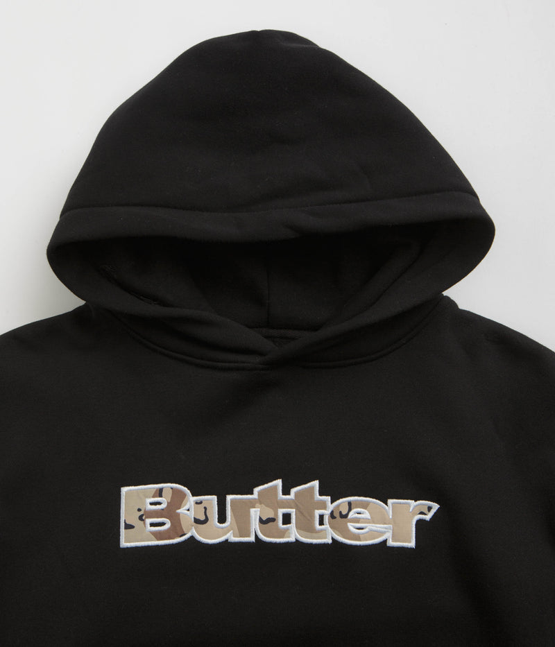 Butter Goods Logo Camo Applique Hoodie in Black