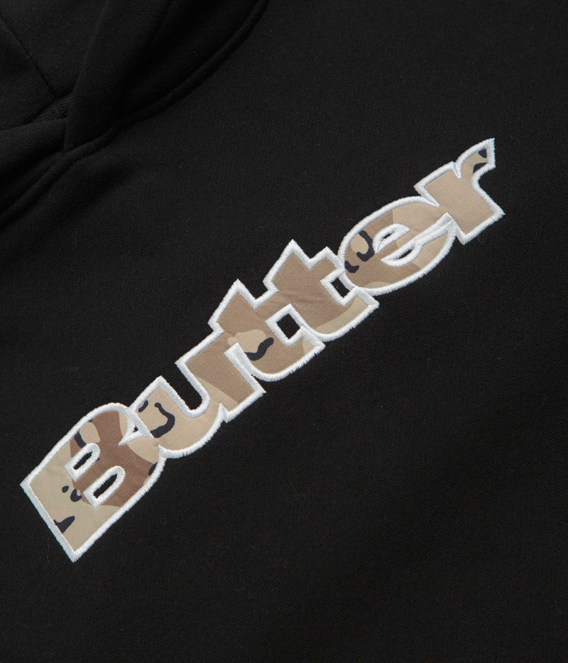 Butter Goods Logo Camo Applique Hoodie in Black