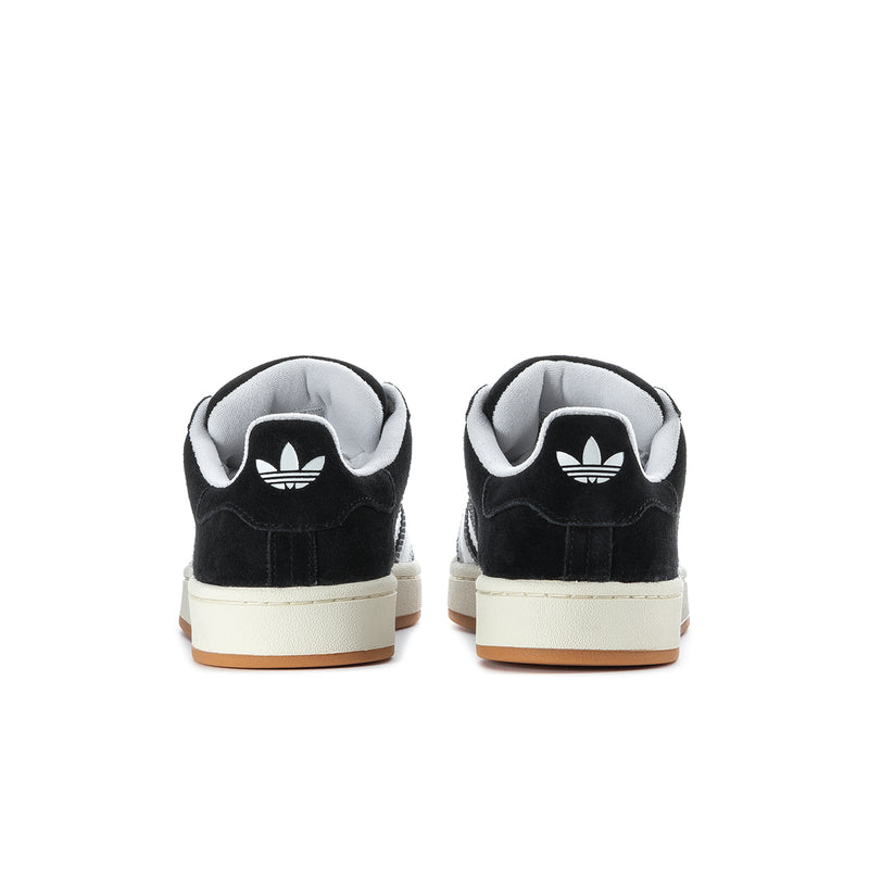 Men's adidas Campus 00s sneakers, heel view with black suede and gum outsole