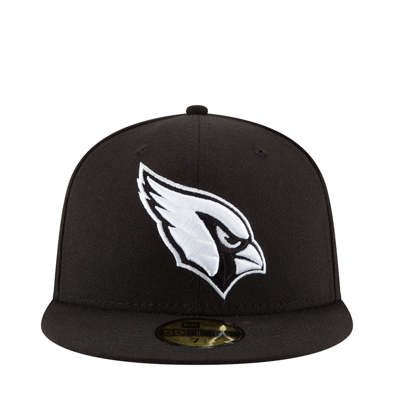 Black baseball cap with white Cardinals bird logo on front panel