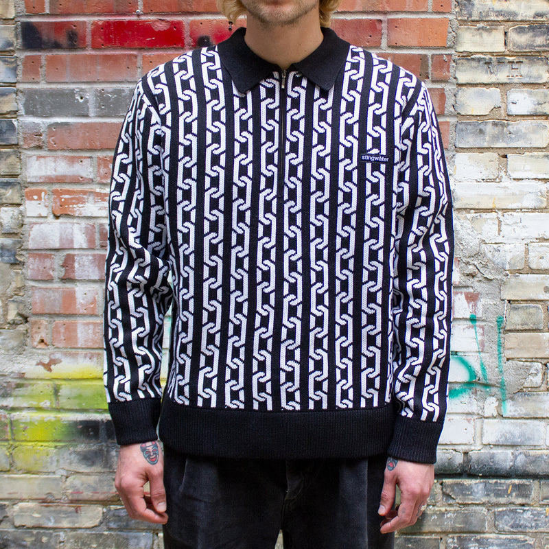 Chain Collared Half Zip Sweater