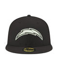 Black baseball cap with Chargers-style lightning logo on front, flat brim