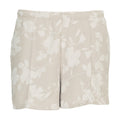 Women’s floral print athletic shorts with elastic waistband, light beige-tan