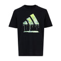 Youth black graphic T-shirt with neon green drip logo print on front