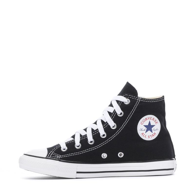 Kids' black Chuck Taylor high-top sneakers with Converse All Star patch on the tongue