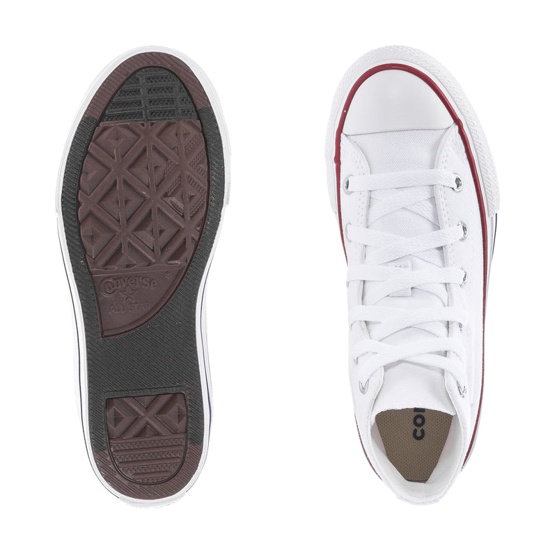 Kids' Optical White Chuck Taylor All Star sneakers, outsole tread and inner view