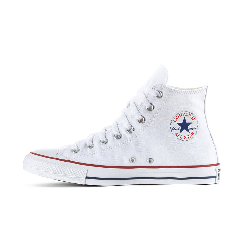 Optical white high-top sneaker with lace-up front and Converse All Star logo