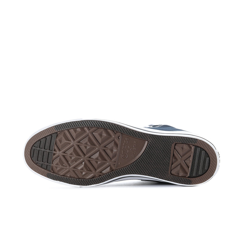 Men's high-top sneaker outsole with patterned rubber tread and white edge