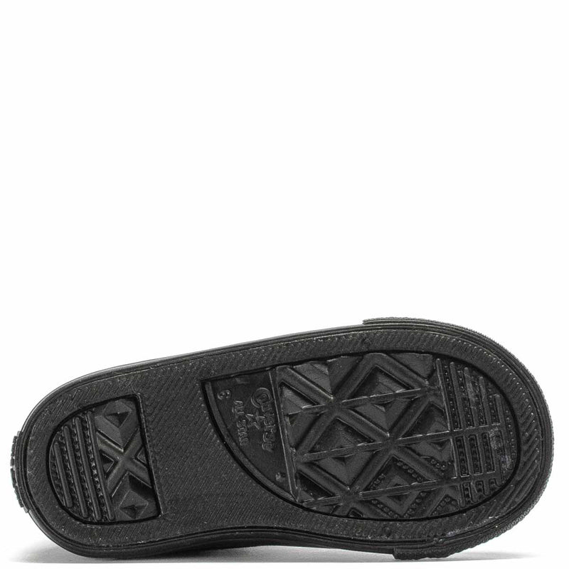 Toddler black high-top sneaker outsole with textured traction tread