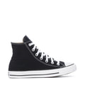 Youth black canvas high-top sneakers with white laces and white rubber midsole