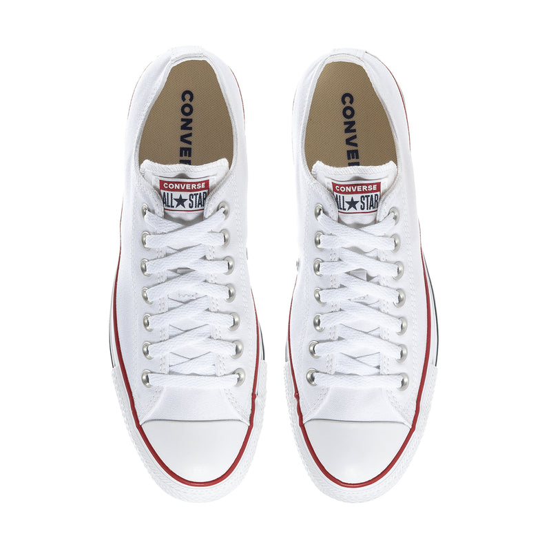 Optical white Converse low-top canvas sneakers, lace-up eyelets and All Star tongue label