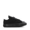Toddler low-top sneakers in black canvas with lace-up and rubber toe cap