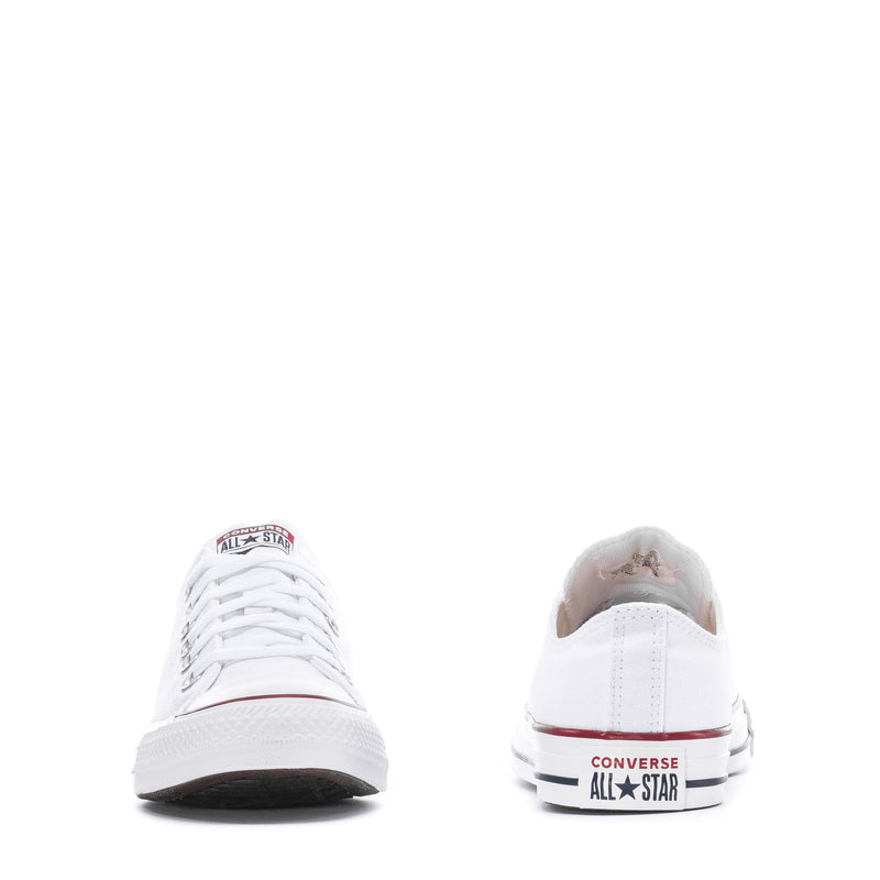 Youth optical white low-top sneakers, rear heel with Converse All Star label