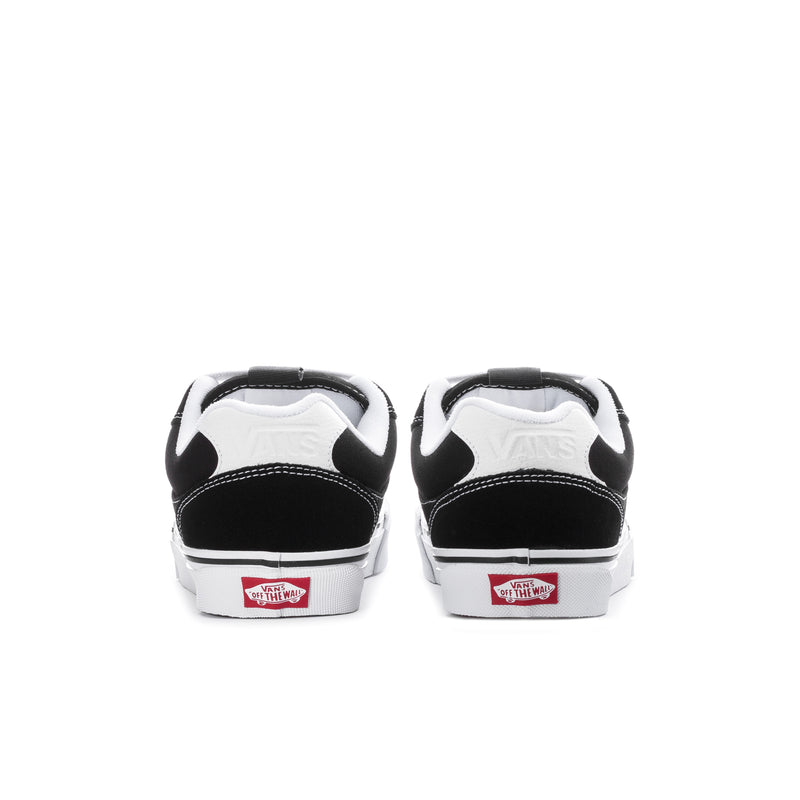 Men's Vans chukka push sneakers, black with white heel panel and lace-up back view