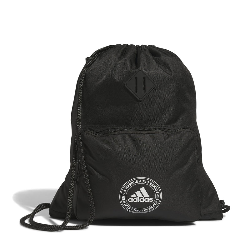 Black adidas 3S2 drawstring sackpack with front logo patch