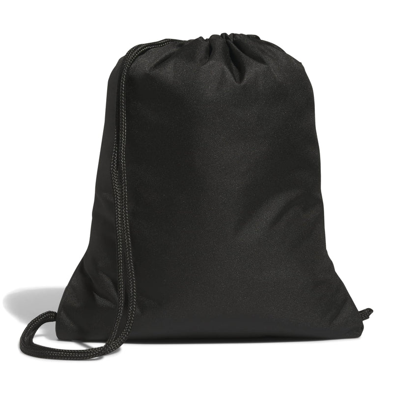 Black adidas drawstring sackpack with front panel and side cords