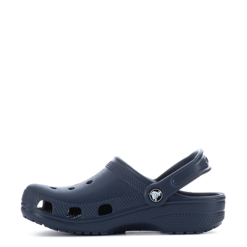 Kids' navy clog with side strap and perforated upper for ventilation
