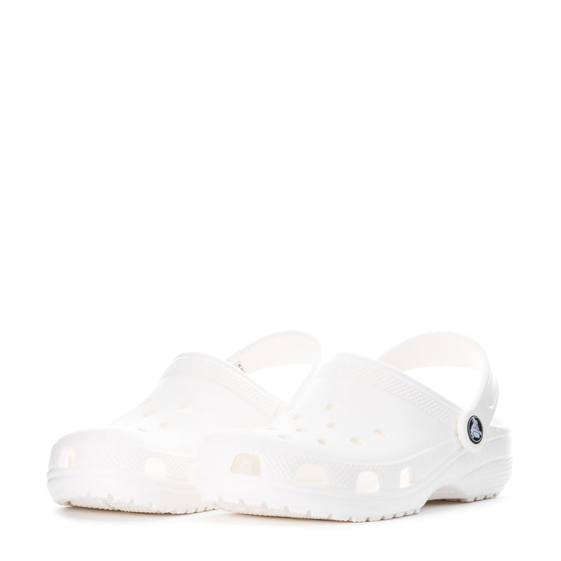 Kids' white clog with open heel and perforated toe area