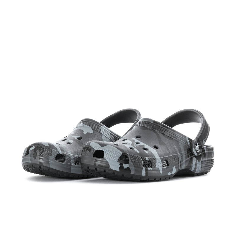 Men's camo clog with perforated top and side ventilation