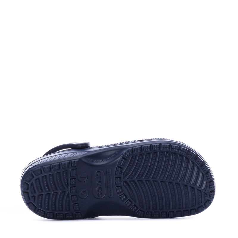 Youth navy clog outsole with textured tread for traction