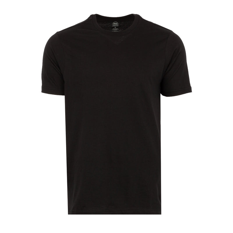 Men's black crew-neck short-sleeve T-shirt, front view