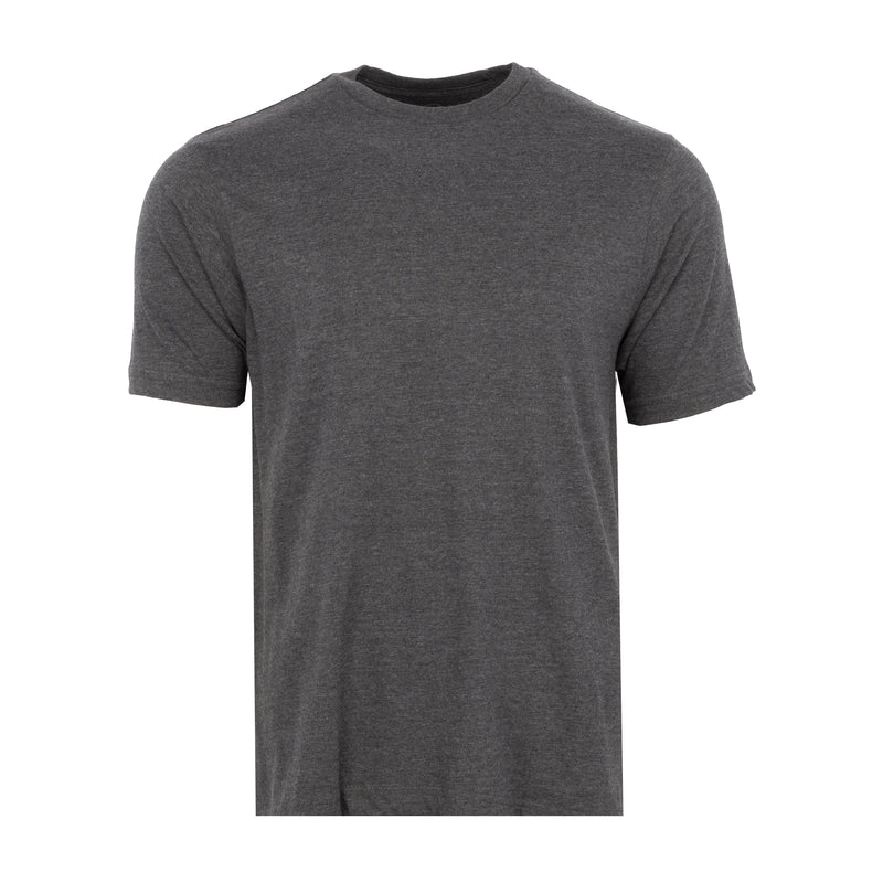 Men's charcoal grey crew neck T-shirt, short sleeves, straight hem
