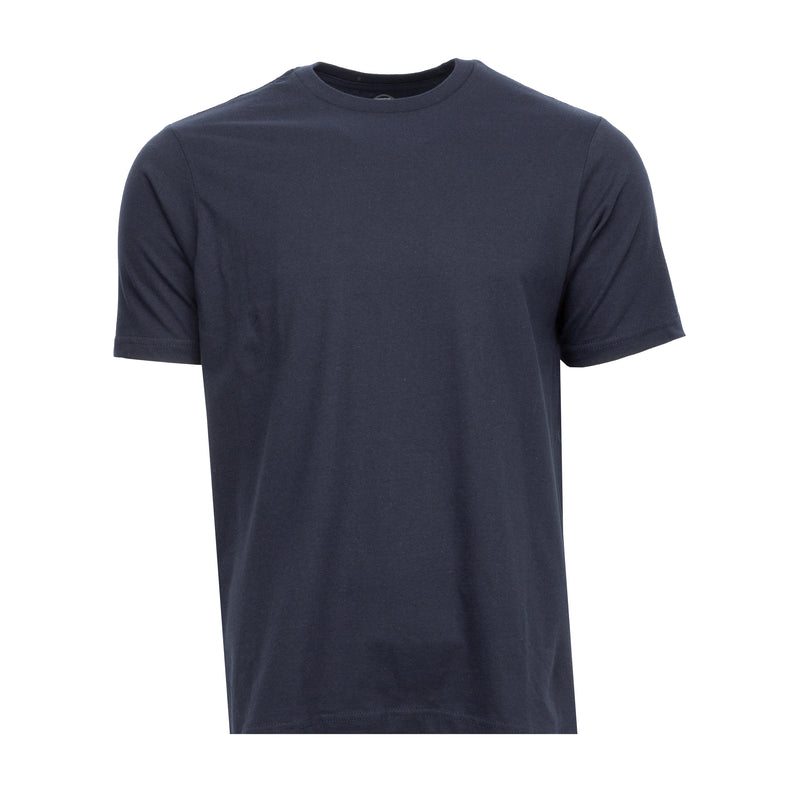 Men's navy crew-neck t-shirt, short sleeves, front view