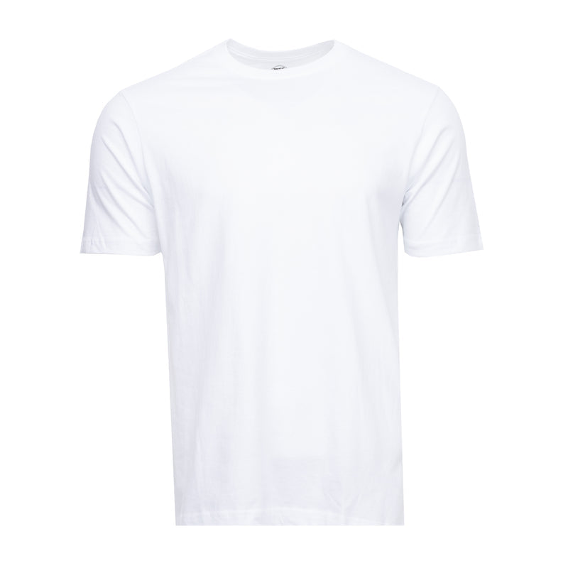 Men's white crew neck short-sleeve T-shirt, front view