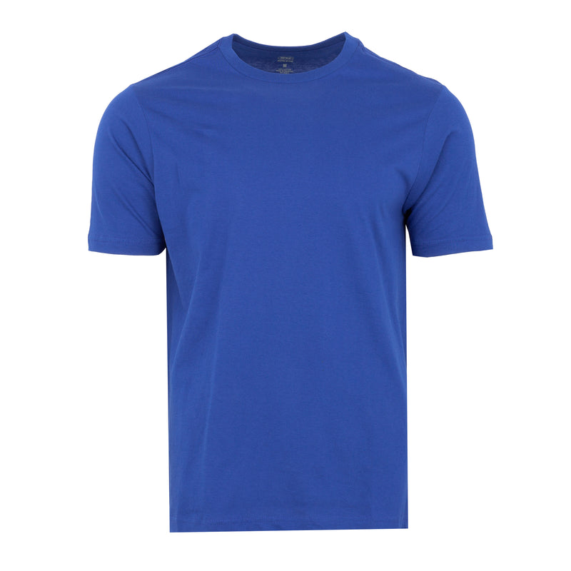 Men's royal blue crew-neck T-shirt, short sleeves, front view