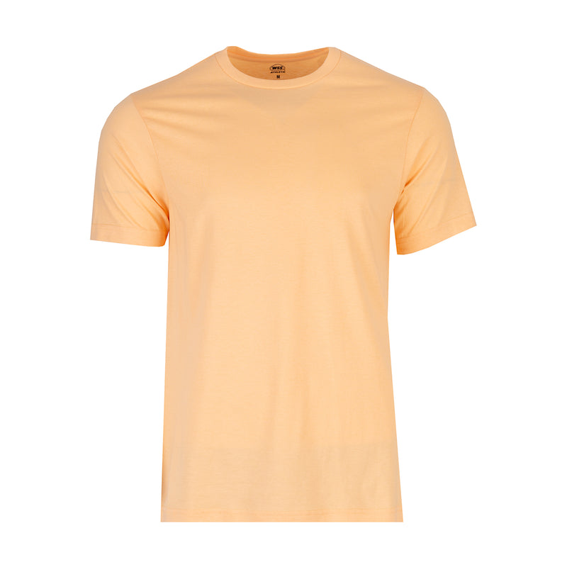 Men's crew neck t-shirt in peach fuzz, short sleeves, straight hem