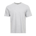 Men's heather gray crew-neck T-shirt, short-sleeve plain front, flat lay