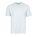 Men's crew neck T-shirt in light blue, short sleeves, crew collar.