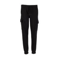 Youth black fleece cargo pants with drawstring waist and cargo pockets
