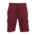 Men's dark cherry fleece cargo shorts with drawstring and two side cargo pockets