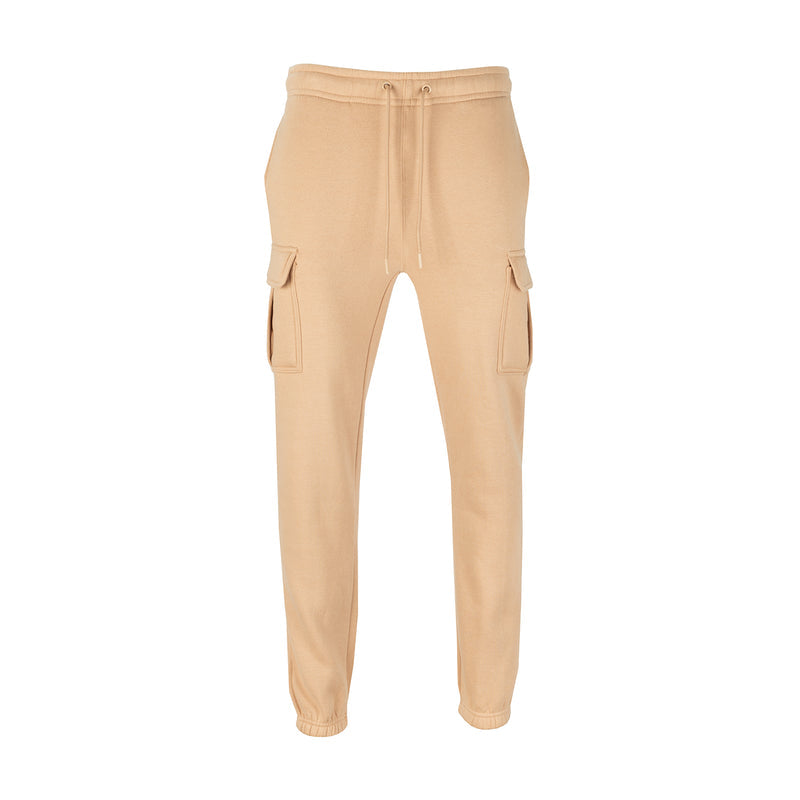 Men's hemp fleece cargo sweatpants with drawstring waist and side cargo pockets