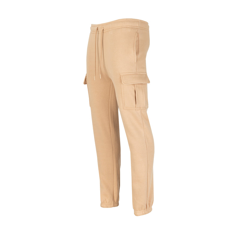 Men's hemp fleece cargo sweatpants with drawstring waist and side cargo pocket detail