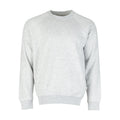 Men's heather grey fleece crewneck sweatshirt, long sleeves, ribbed cuffs and hem