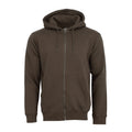 Men's olive fleece zip-front hoody with drawstring hood and kangaroo pocket