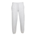 Heather grey fleece sweatpants with drawstring waist and tapered cuffs