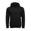 Men's black fleece pullover hoodie with hood, drawstring, and kangaroo pocket.