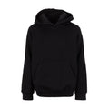 Youth black fleece pullover hoodie with front hood and kangaroo pocket
