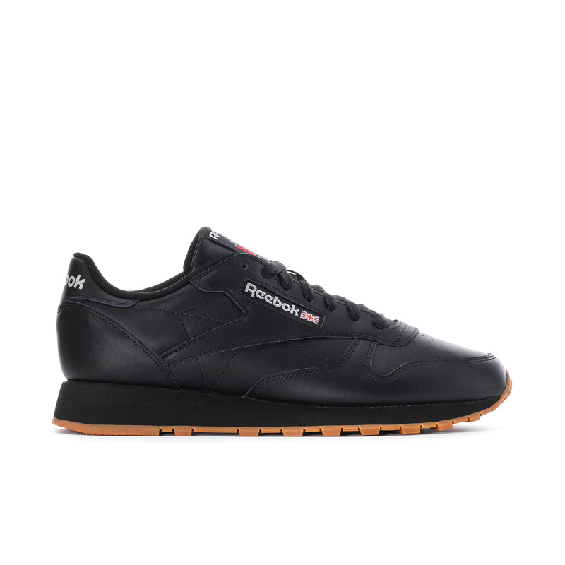 Men's Reebok leather sneakers in black with gum rubber outsole