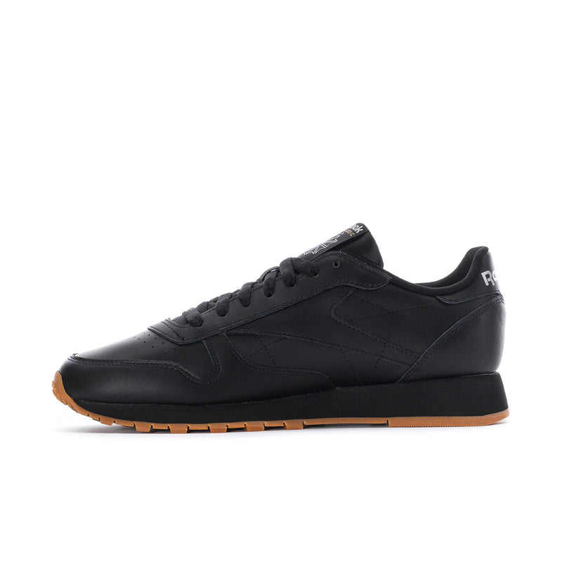 Men's Reebok leather sneakers in black with gum rubber sole