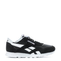 Kids' black-and-white nylon sneakers with lace-up design and Reebok logo