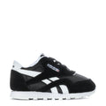 Toddler black and white Reebok sneakers with lace-up front and side stripes