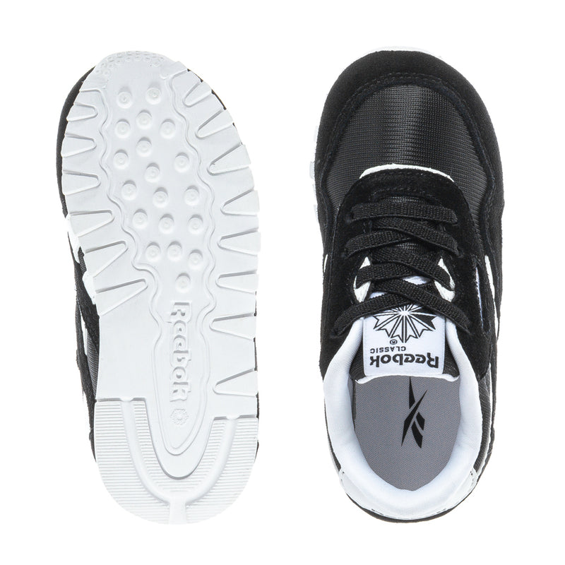 Toddler Reebok sneakers, outsole and heel view with textured rubber tread