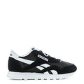 Reebok youth black-and-white low sneakers with side stripes and white sole
