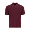 Men's dark cherry pique polo shirt with button placket and short sleeves