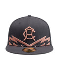 Dark grey baseball cap with coral logo and chevron side embroidery