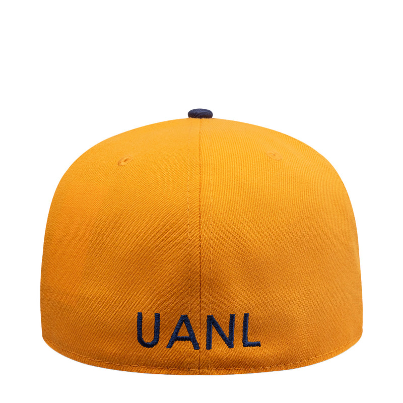Orange baseball cap with navy top panel and large UANL lettering across the front